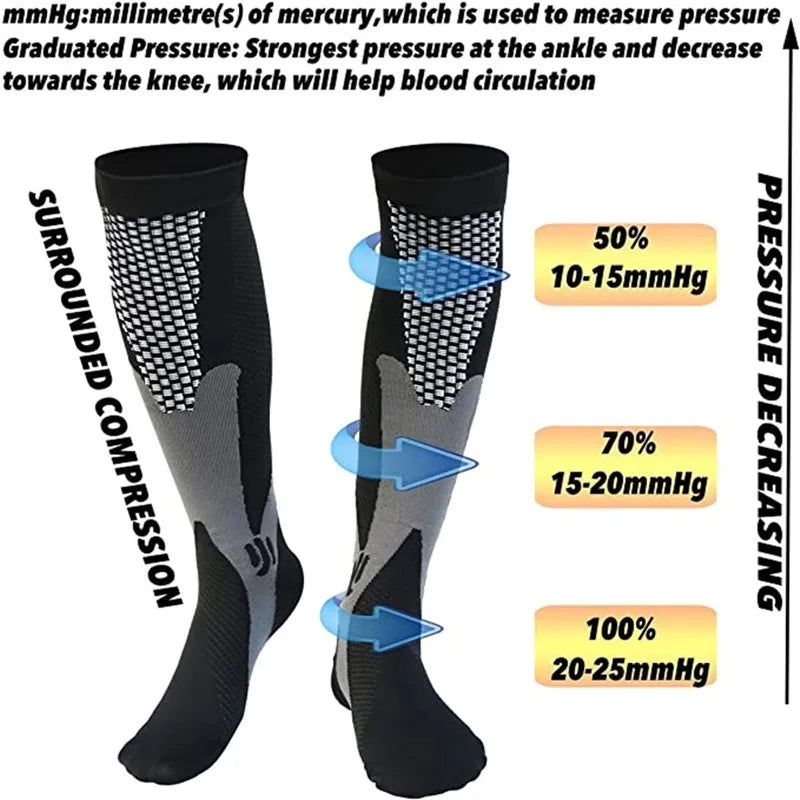 Pairs Men Compression Socks Football Soccer