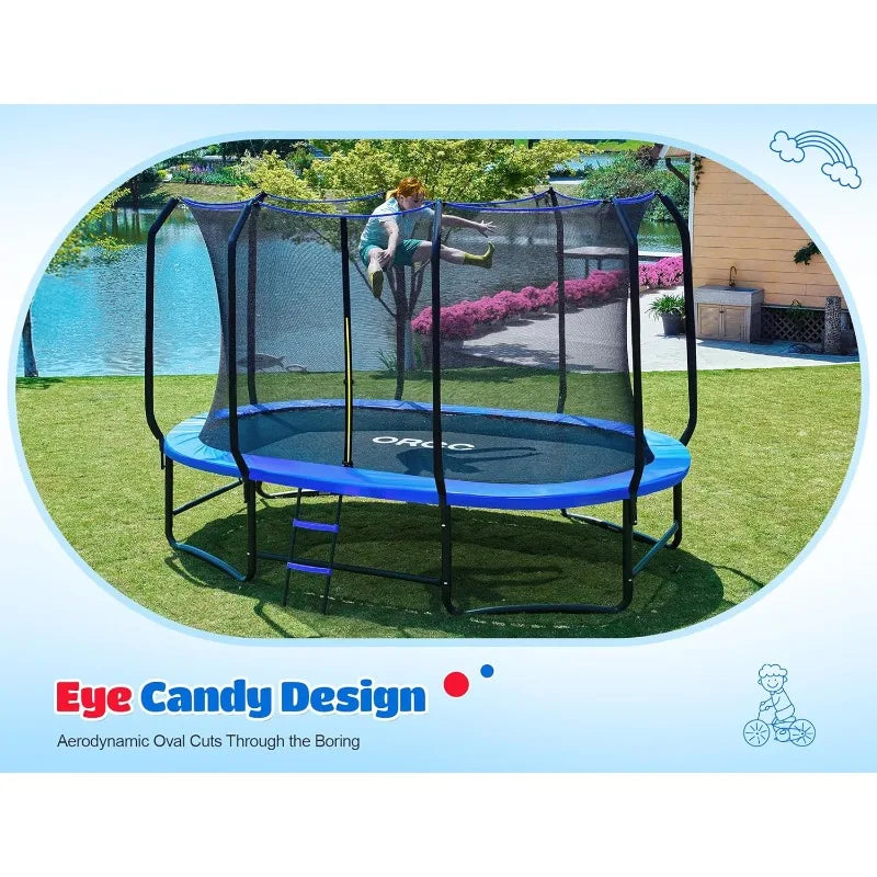 Oval Outdoor Trampoline with Safety Net