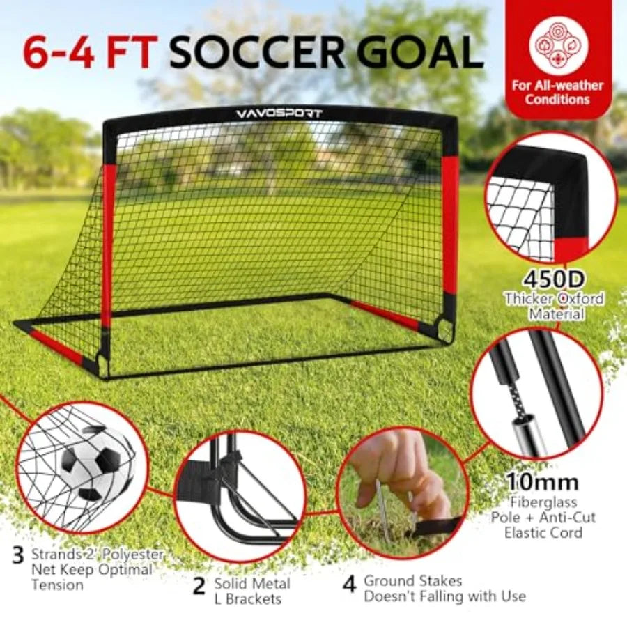 6×4ft Portable Soccer Goal and Ball, Cones