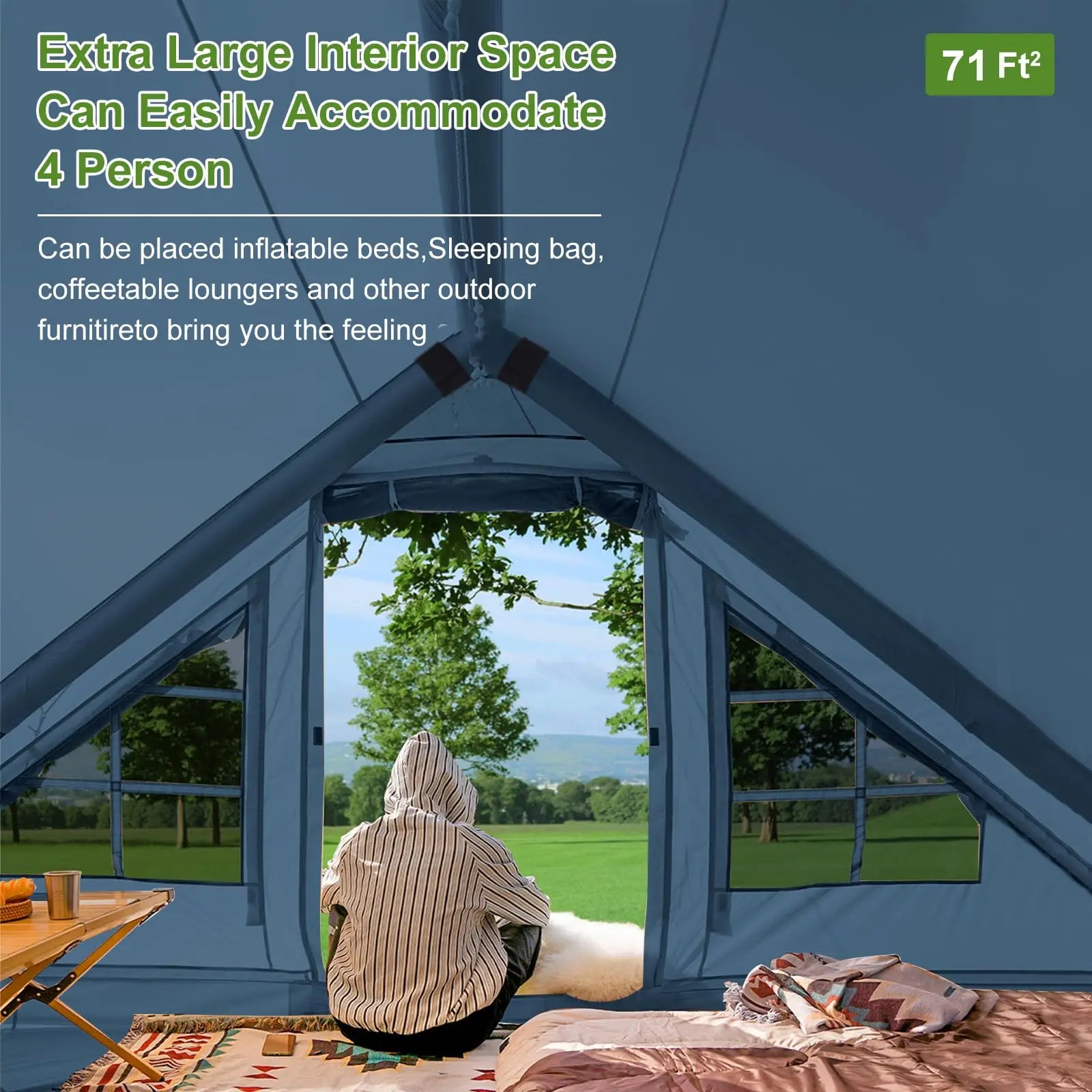 Inflatable Camping Tent With Awning