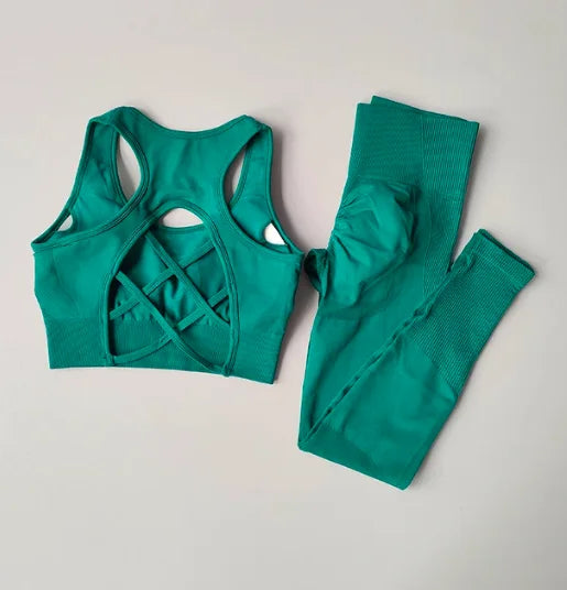 2PCS Sports Bra Women  Leggings Yoga Suit