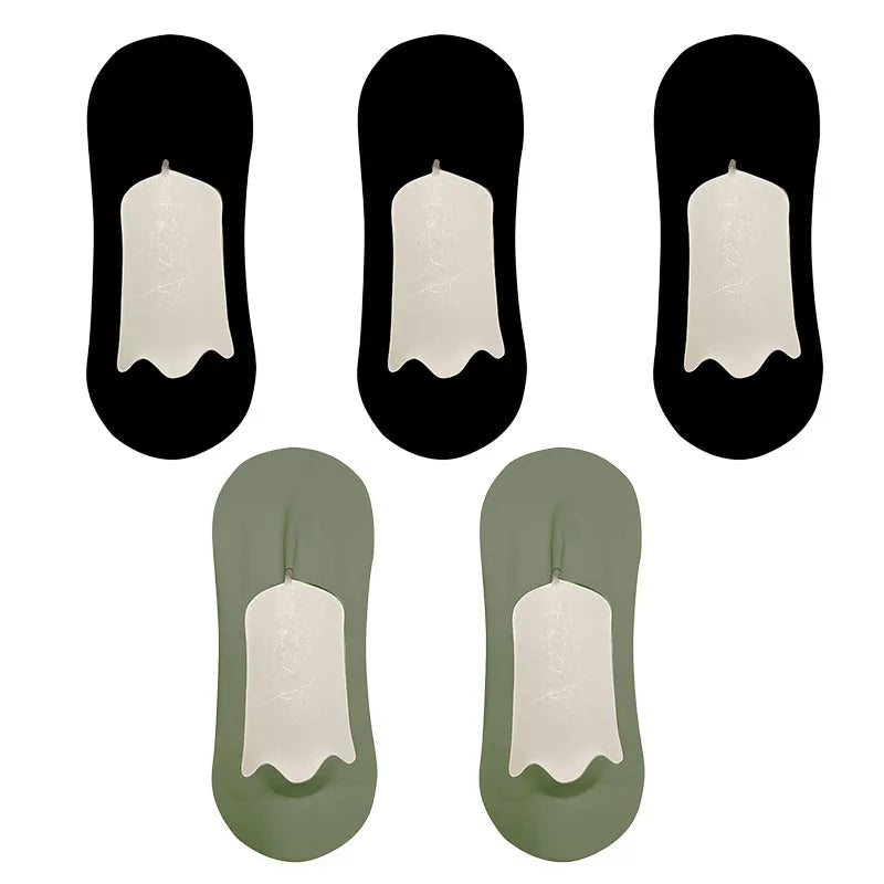 5pairs Men's Socks Cotton  No Show Silicone