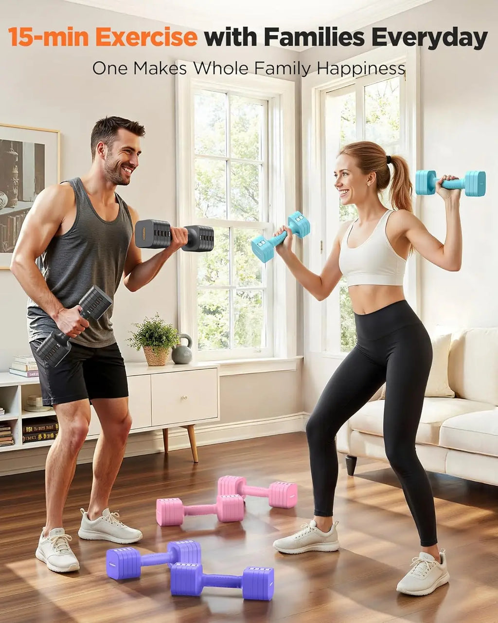5-in-1 Adjustable Dumbbells Set of 2