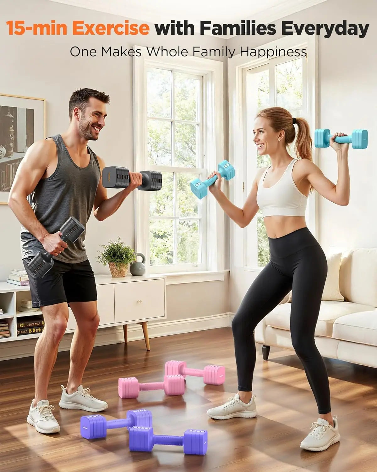 5-in-1 Adjustable Dumbbells Set of 2