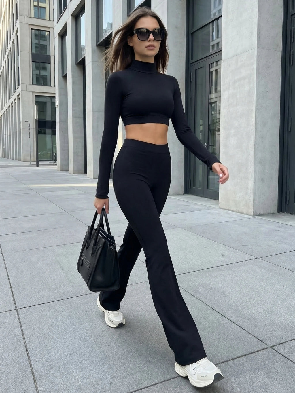 Women's High-Neck Long-Sleeve Yoga Set