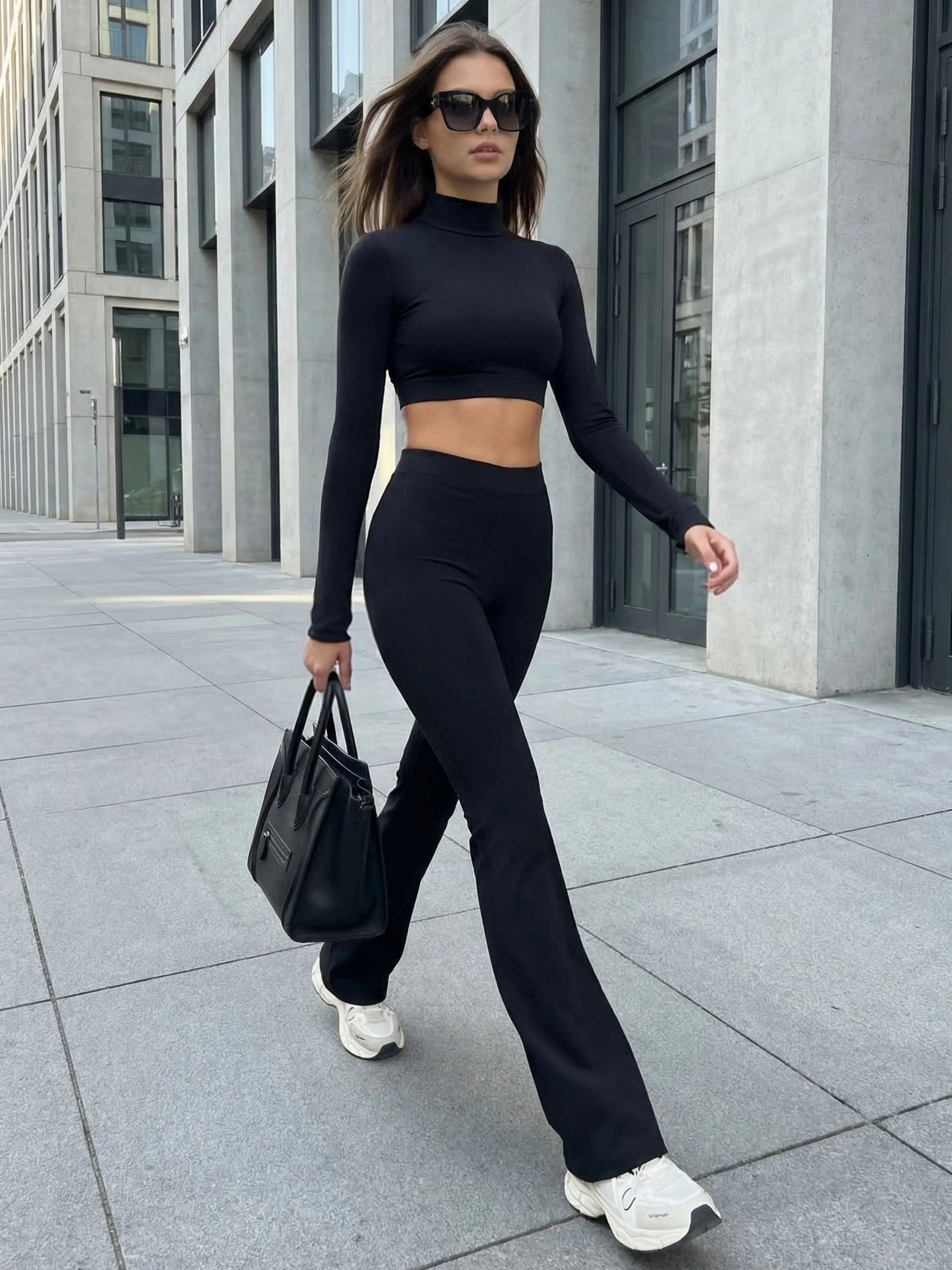 Women's High-Neck Long-Sleeve Yoga Set