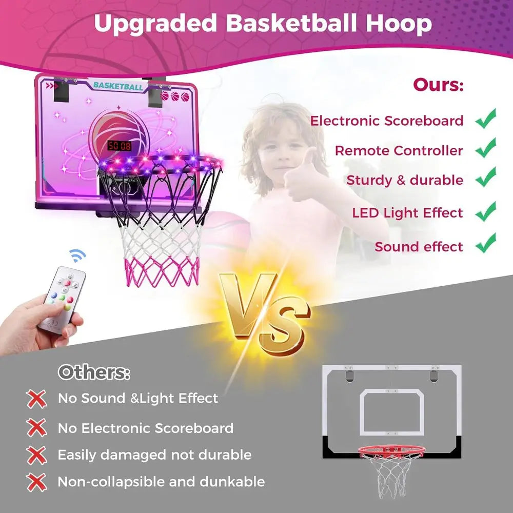 Indoor LED Basketball Hoop with 7 Color Lights