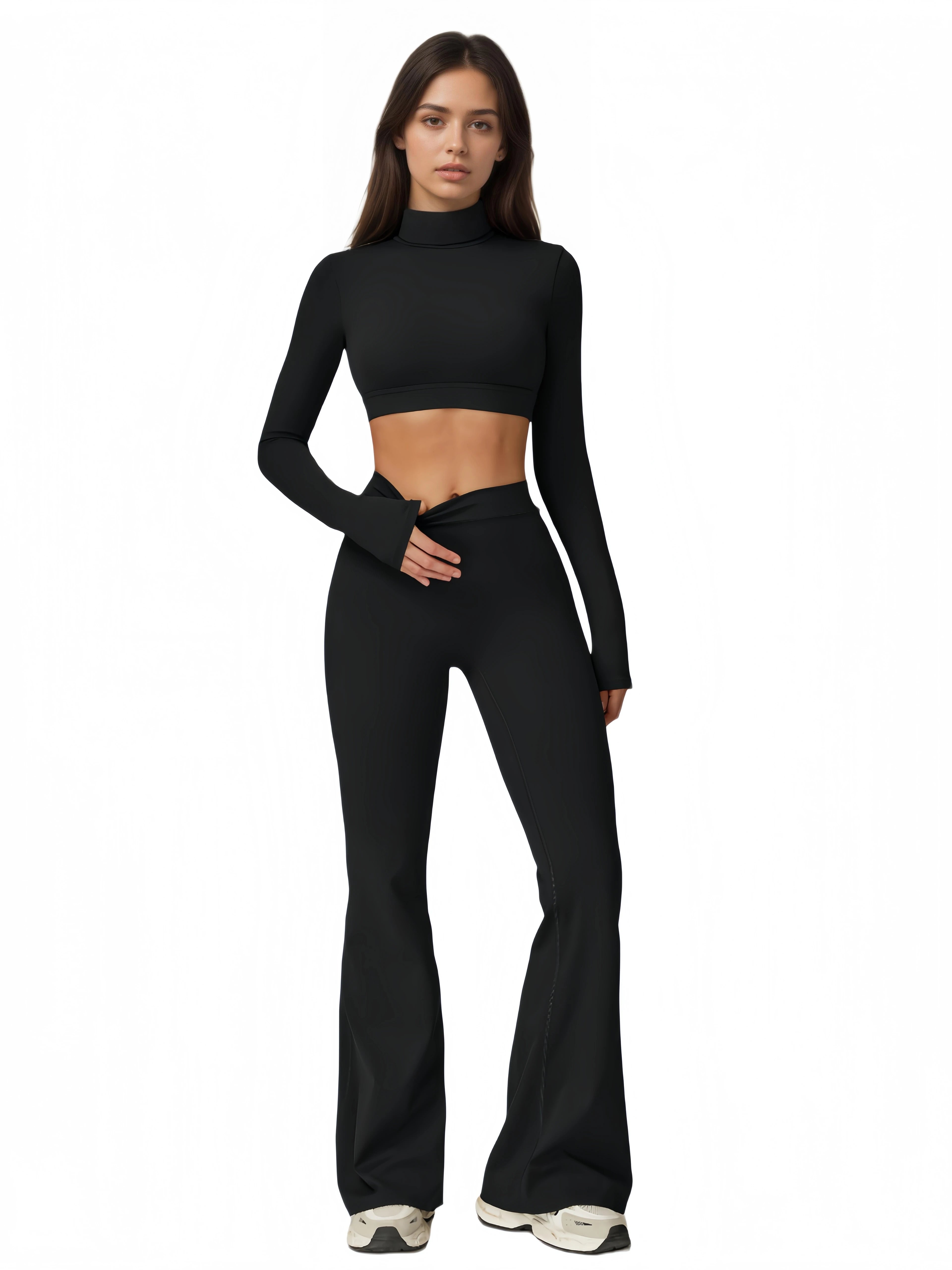 Women's High-Neck Long-Sleeve Yoga Set