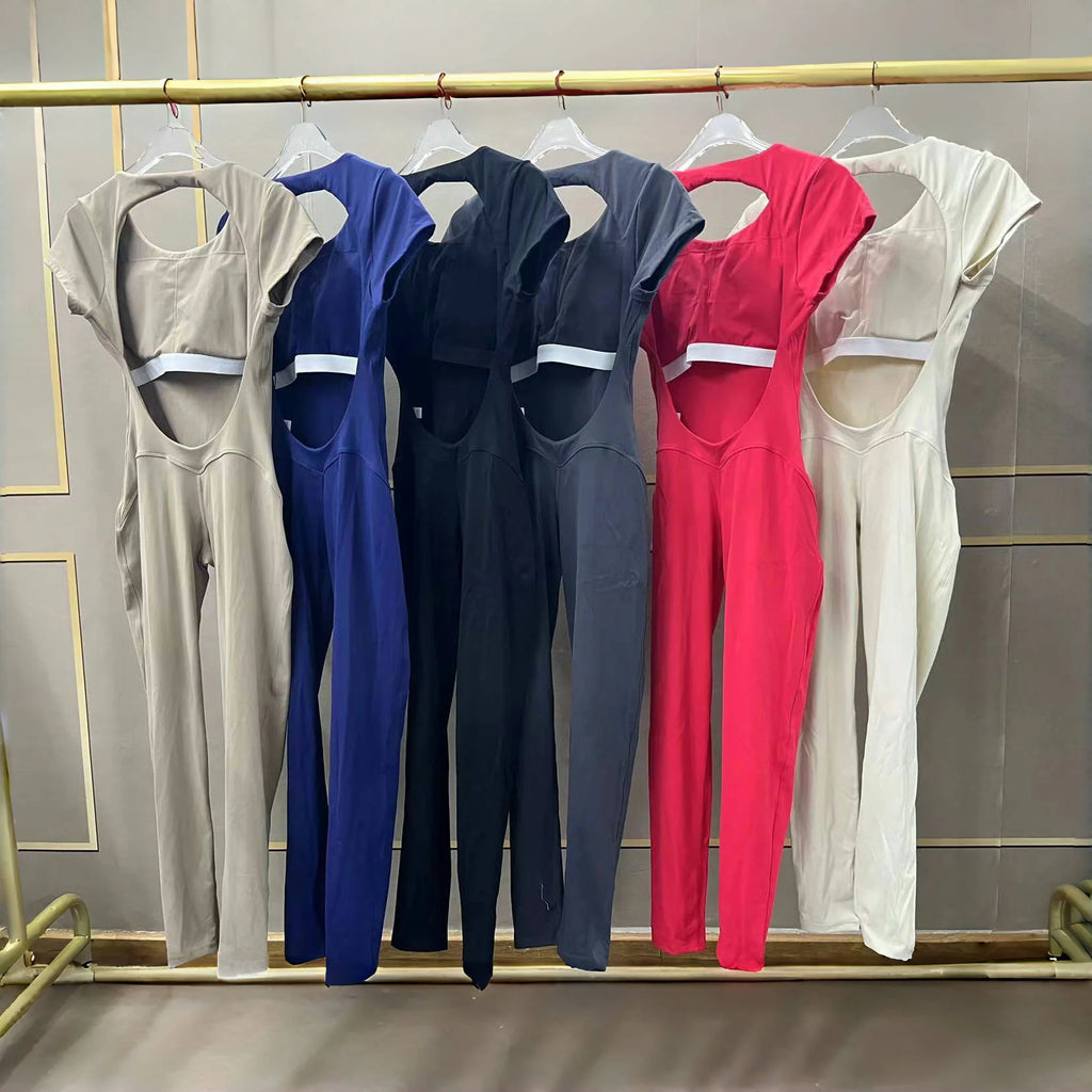 Women's One-piece Yoga Jumpsuit Short Sleeve