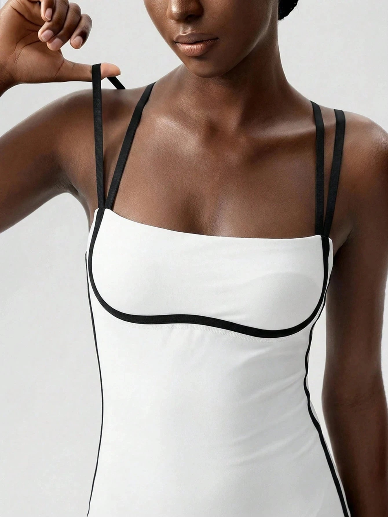 Women's Black Tennis Dress with White Trim