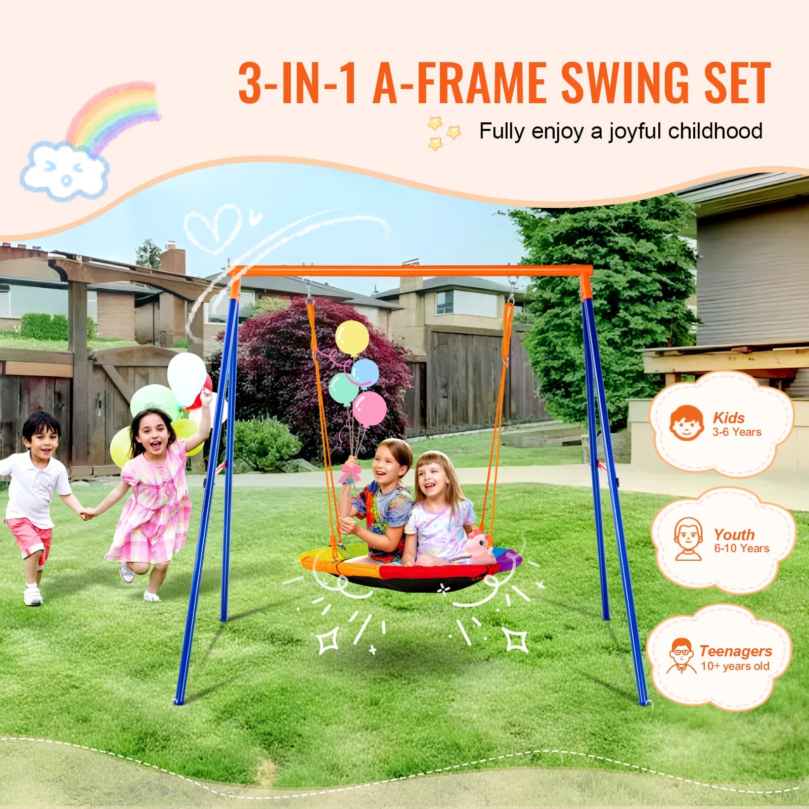 Swing Sets for Backyard 600lbs Capacity