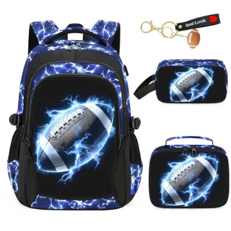 4pcs Baseball Boys Backpack with Lunch Box Set