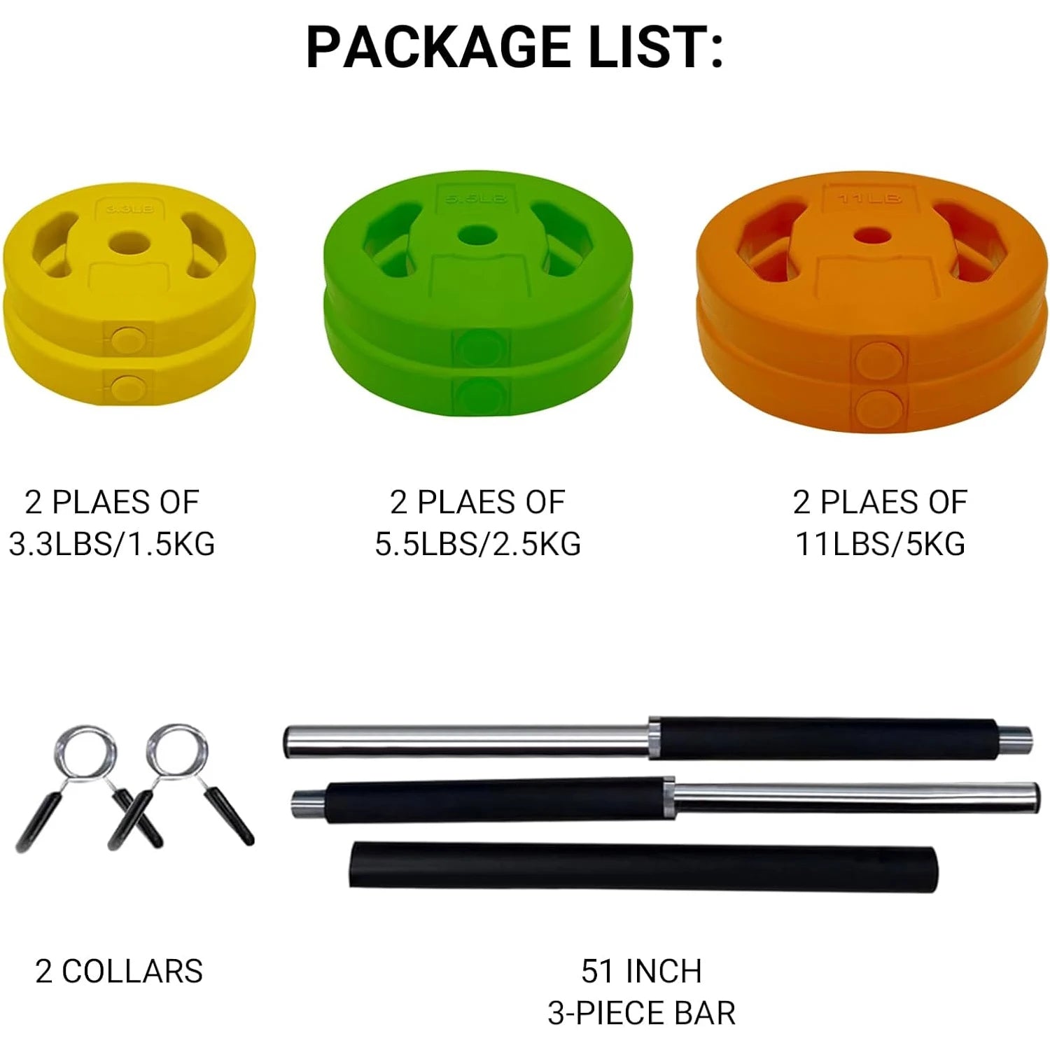 Adjustable Barbell Weight Set, 40lb