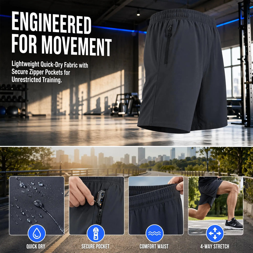 2 Pack Mens Basketball Quick Dry Shorts