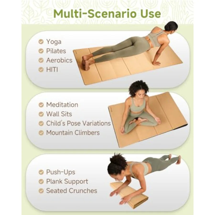 Foldable Cork Yoga Mat 69 x 24 x 0.25 in