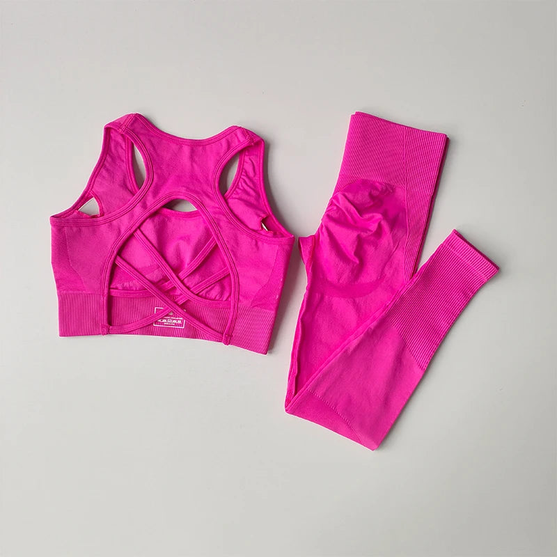 2PCS Sports Bra Women  Leggings Yoga Suit