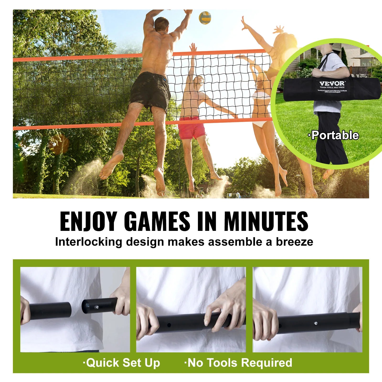 1.25-1.75inch  Portable Volleyball Net System