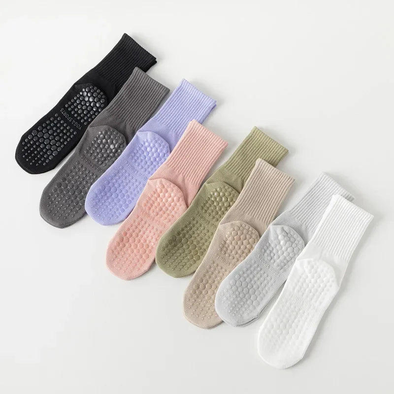 Solid Color Mid Calf Yoga Socks