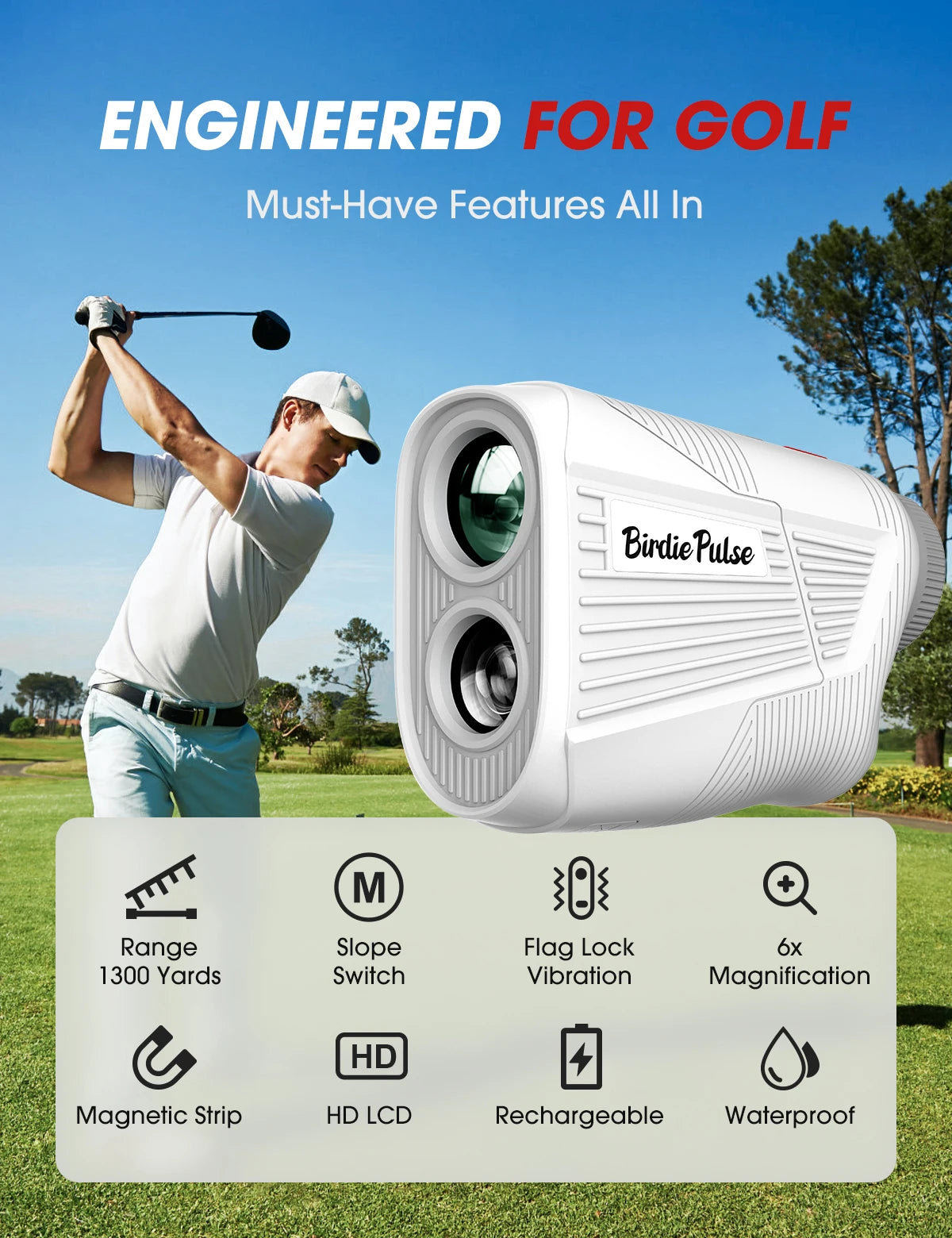 1300 Yards Range Finder Golf 6X Mag/slope