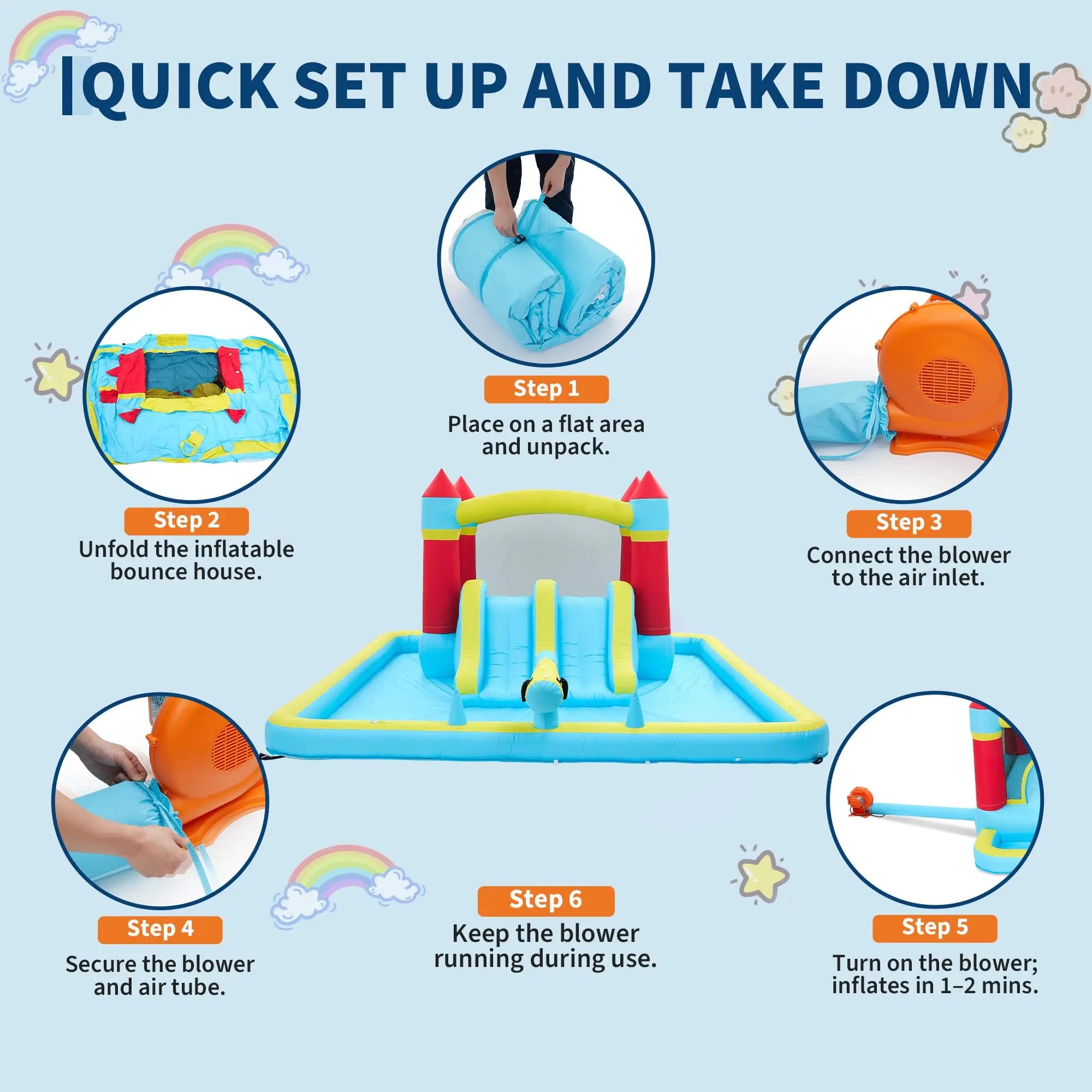 7-in-1 Indoor Outdoor Water Park Splash Pool