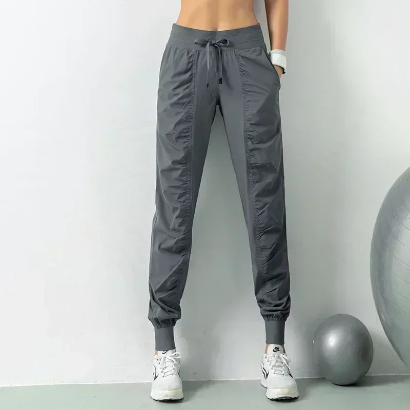 Fabric Drawstring Running Sport Joggers Women