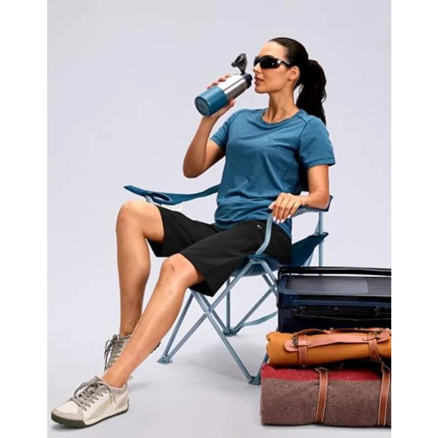 13'' Unisex Hiking Shorts Knee Length Cargo Bermuda Shorts for Women with Zipper Pockets Quick Dry Summer Short