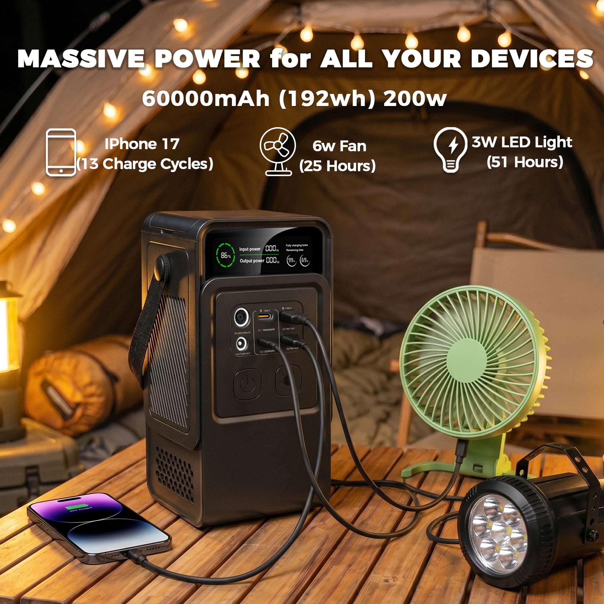 200W 500W Portable Power Station 1800W