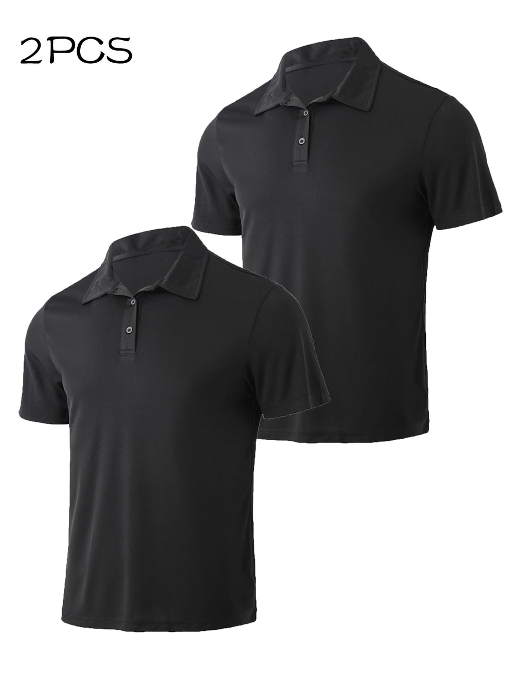 2 Pack Solid Color Men's Polo Golf Shirts