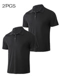 2 Pack Solid Color Men's Polo Golf Shirts