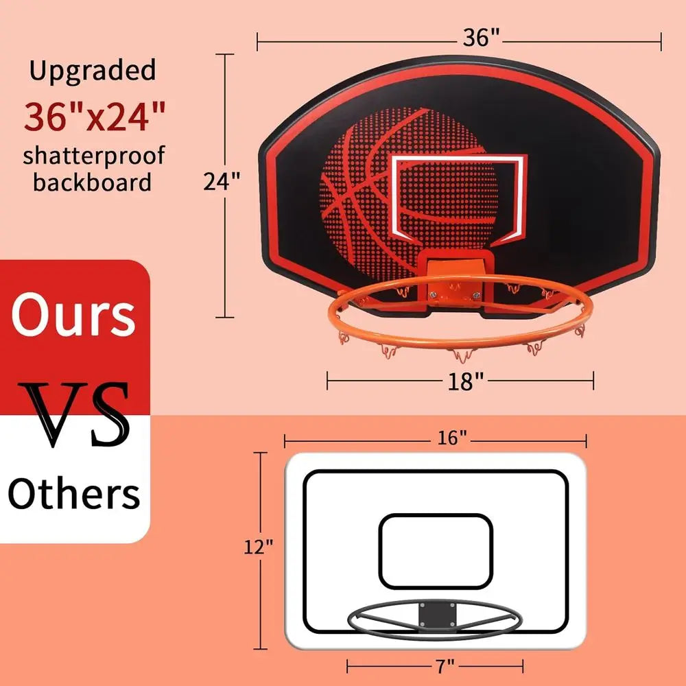 36 x 24 Wall-Mounted Basketball Hoop