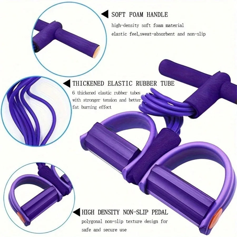 6-Tube Pedal Resistance Band Multifunction Tension Rope Elastic Yoga Pedal Puller Body Stretching Trainer Home Gym Workout Equipment