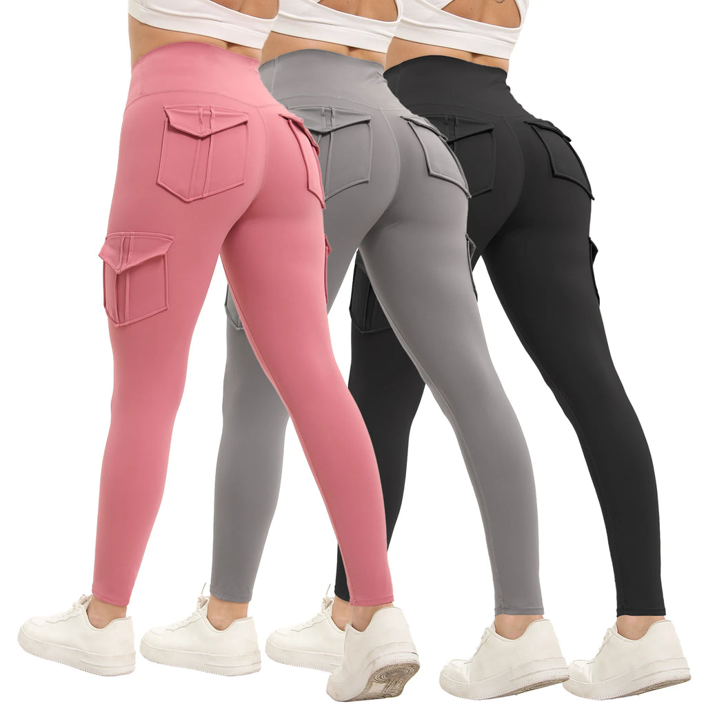 3PCS Women's Solid Color Gym Leggings