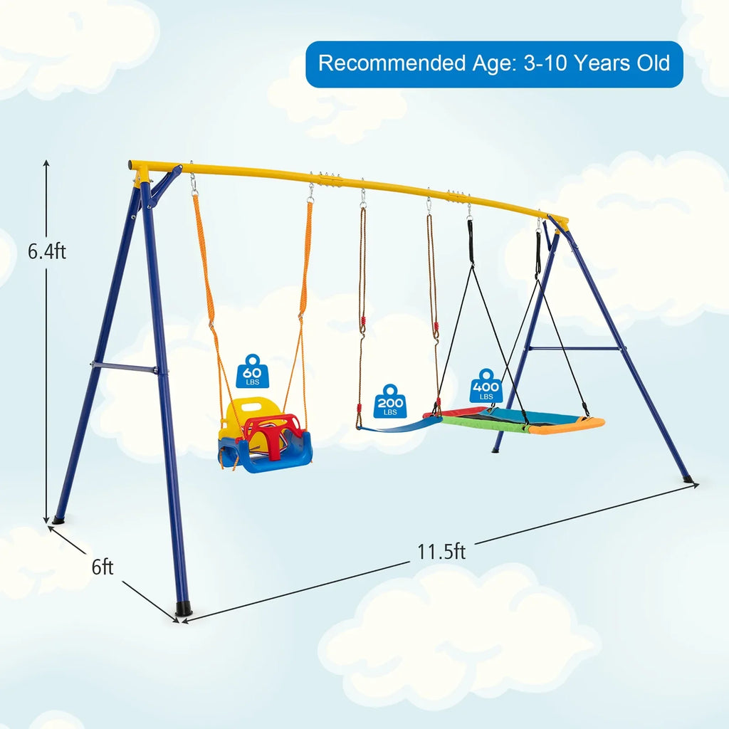 3-in-1 Kids Swing Set 660 LBS