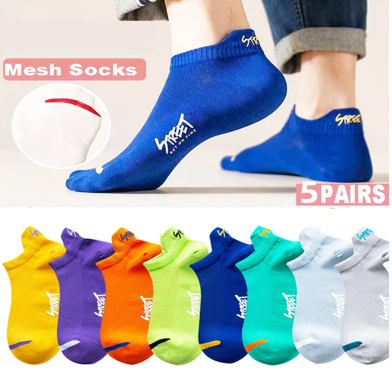Bright Color Mesh Ankle Socks Men Women