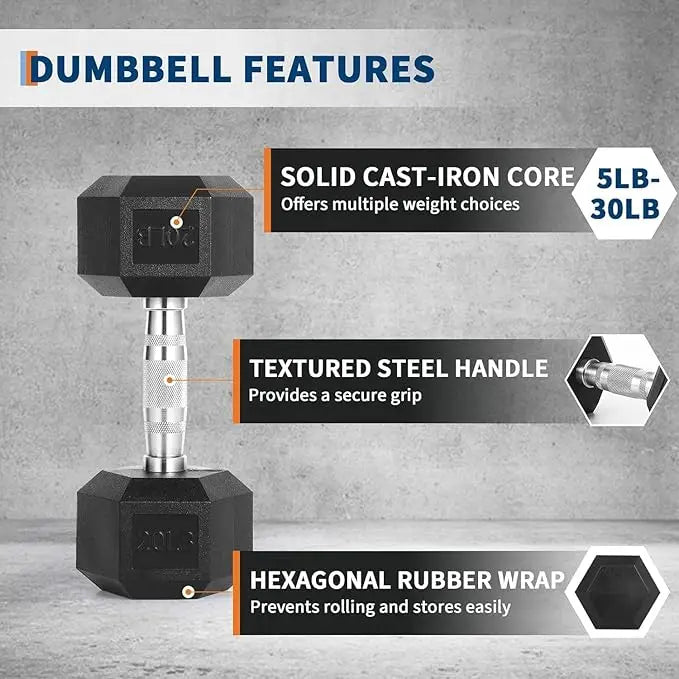 Hex Dumbbells Set with Dumbbell Rack