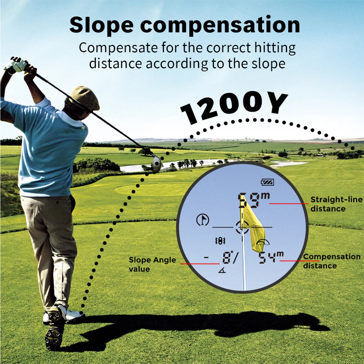 Laser Golf Rangefinder 1200 Yards 6X Mag
