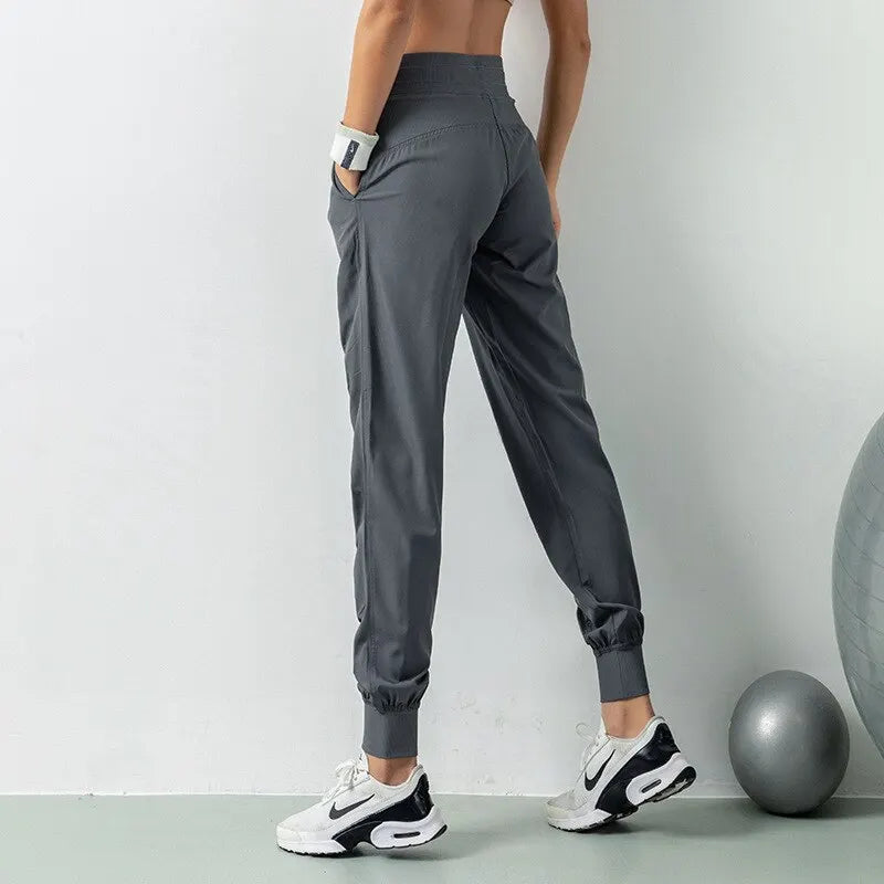 Womens Fabric Drawstring Running Sport Joggers
