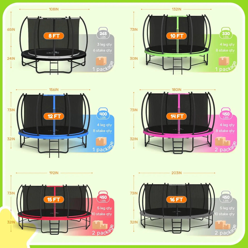 8FT 10FT 12FT 14FT 15FT 16FT Recreational Trampoline