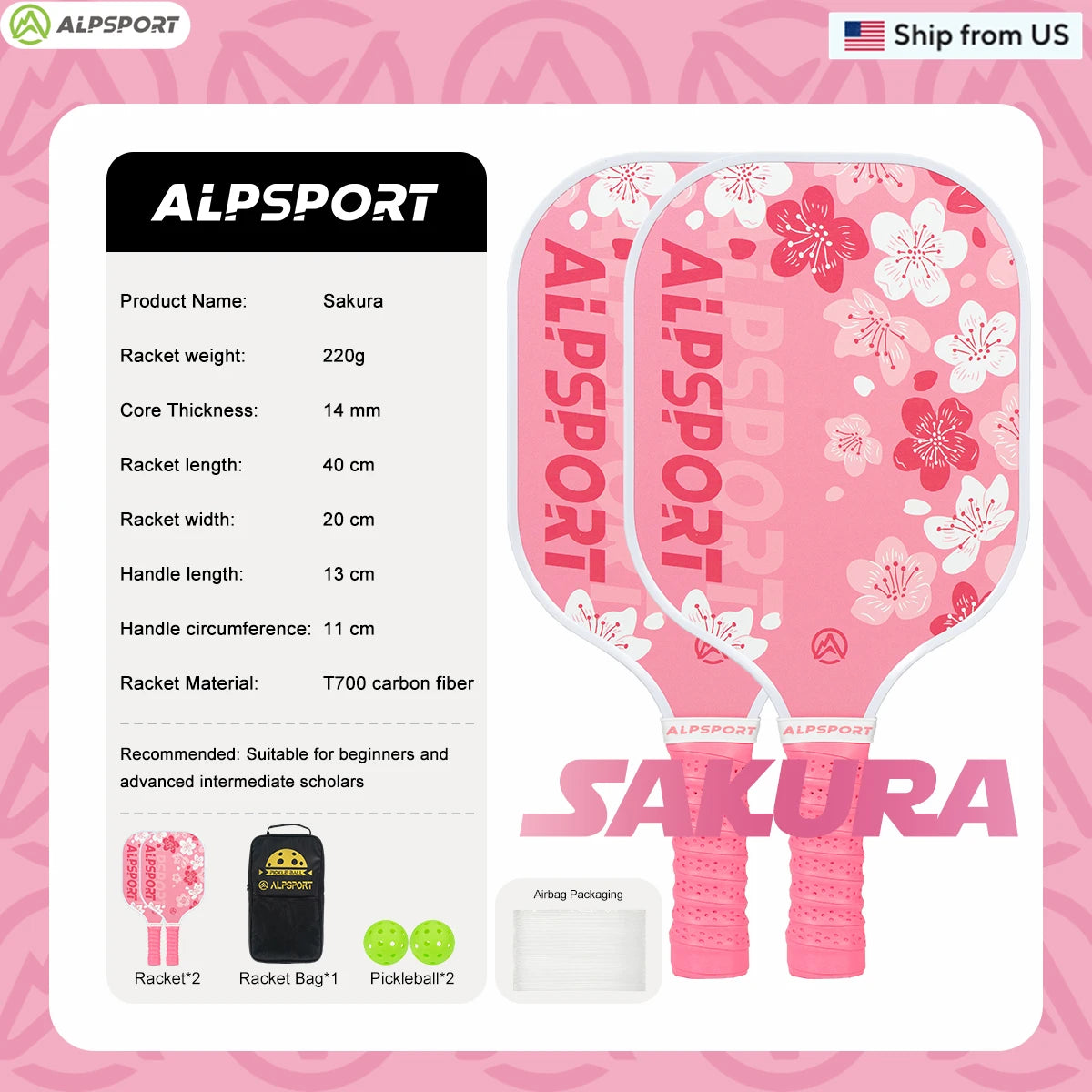 USAPA Pickleball Paddle Women's T700