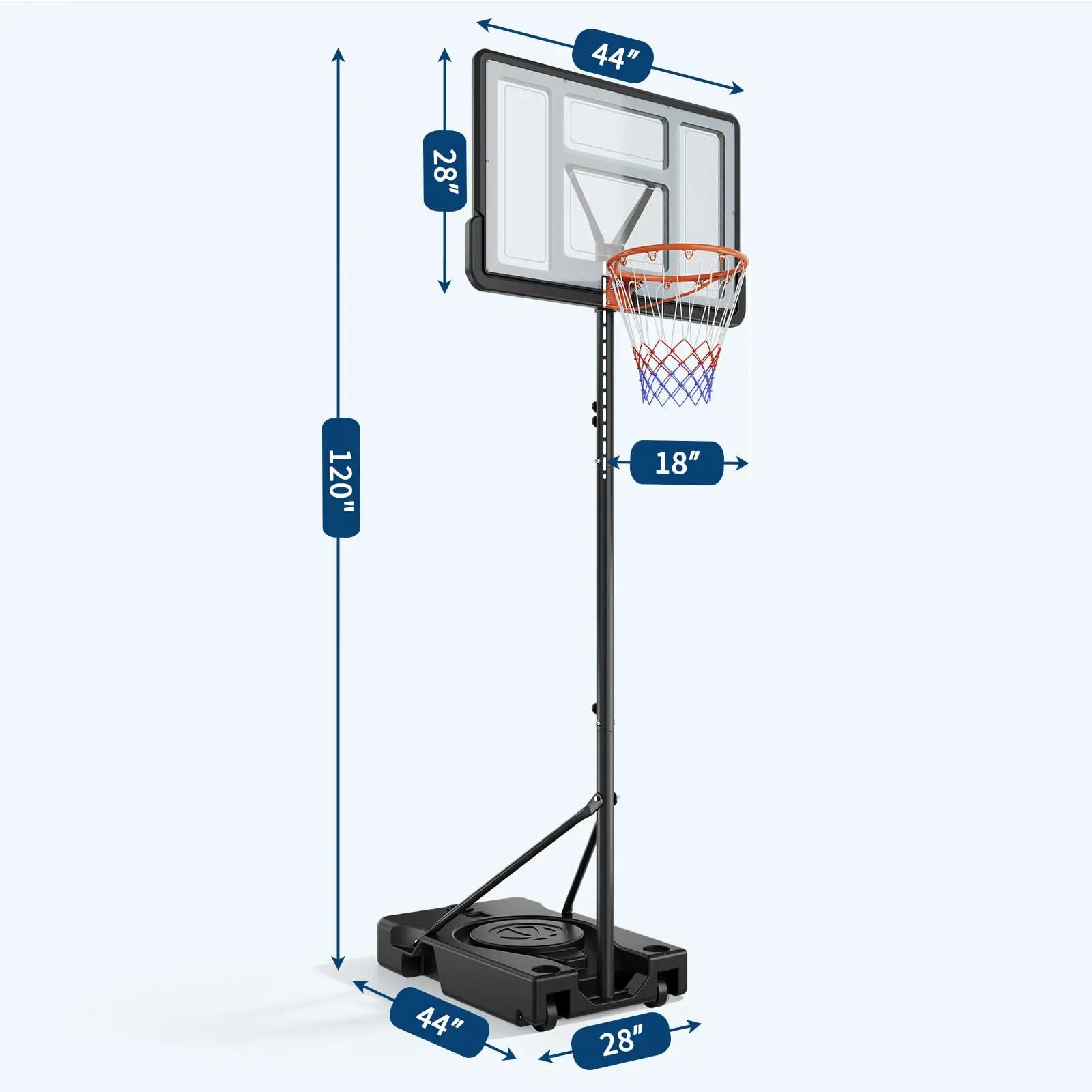 44 Inch Portable Basketball Hoop