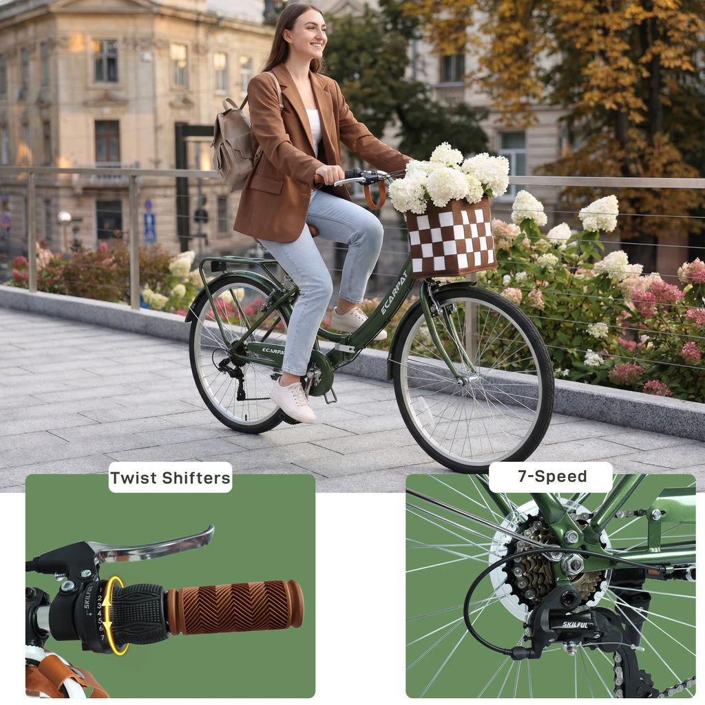26 Inch Folding Beach Cruiser Bike for Women