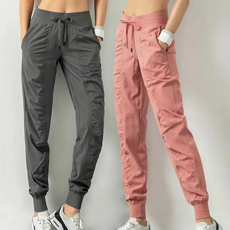Womens Fabric Drawstring Running Sport Joggers