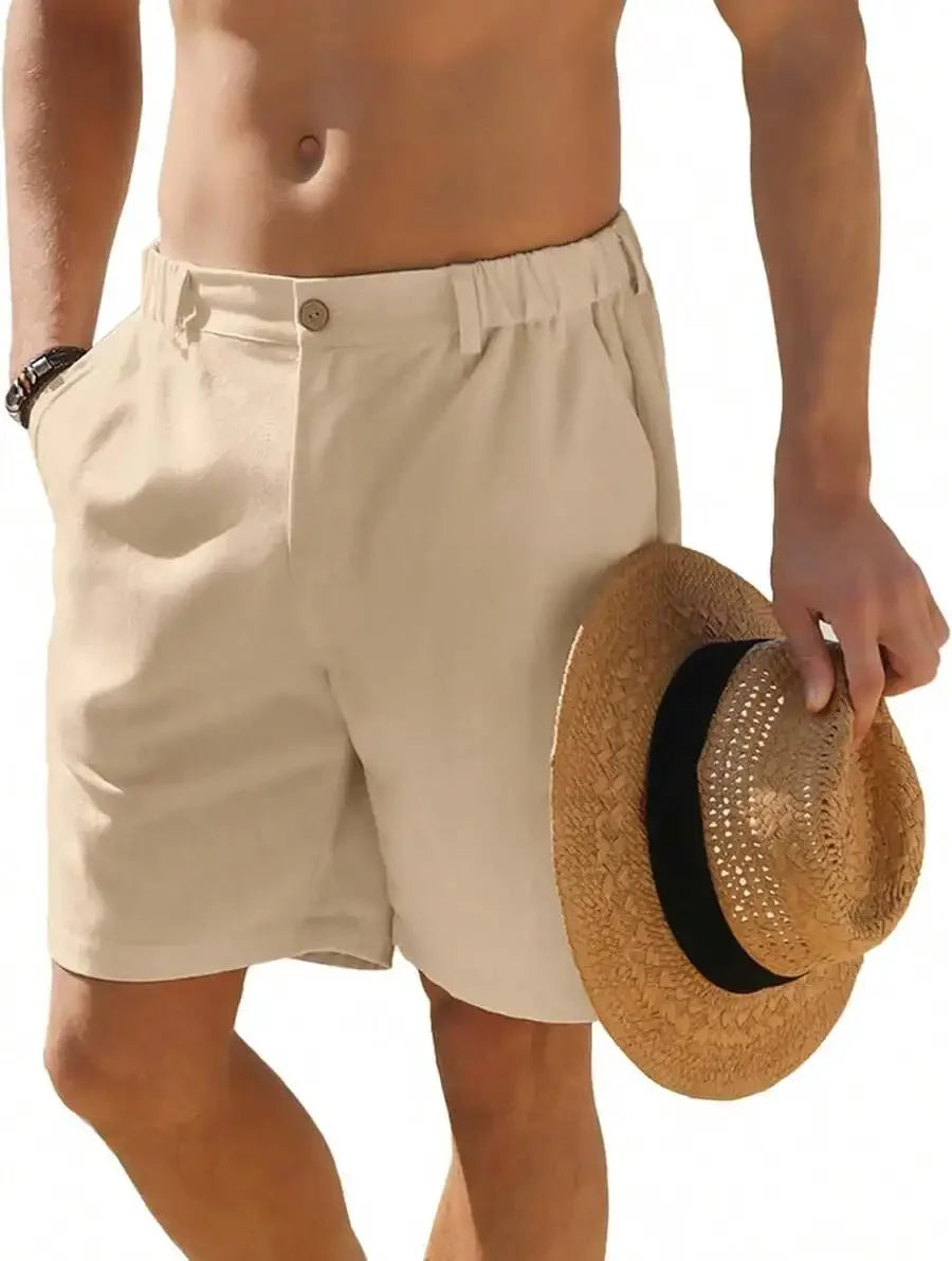 Mens Casual Cotton Linen Golf  Shorts