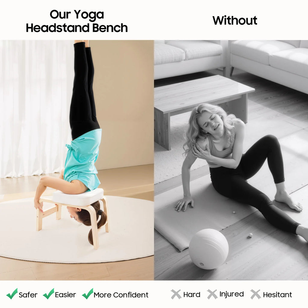 Wood Yoga Headstand Bench Stool