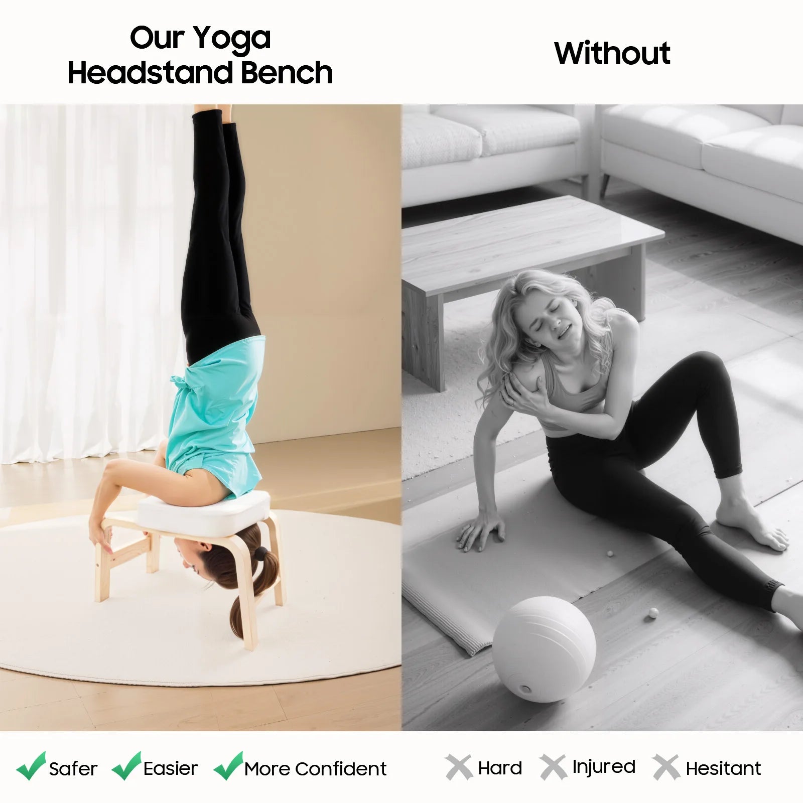 Wood Yoga Headstand Bench Stool