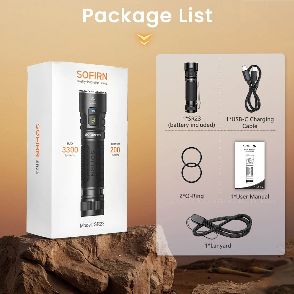3300LM 6500K Flashlight UV 365nm