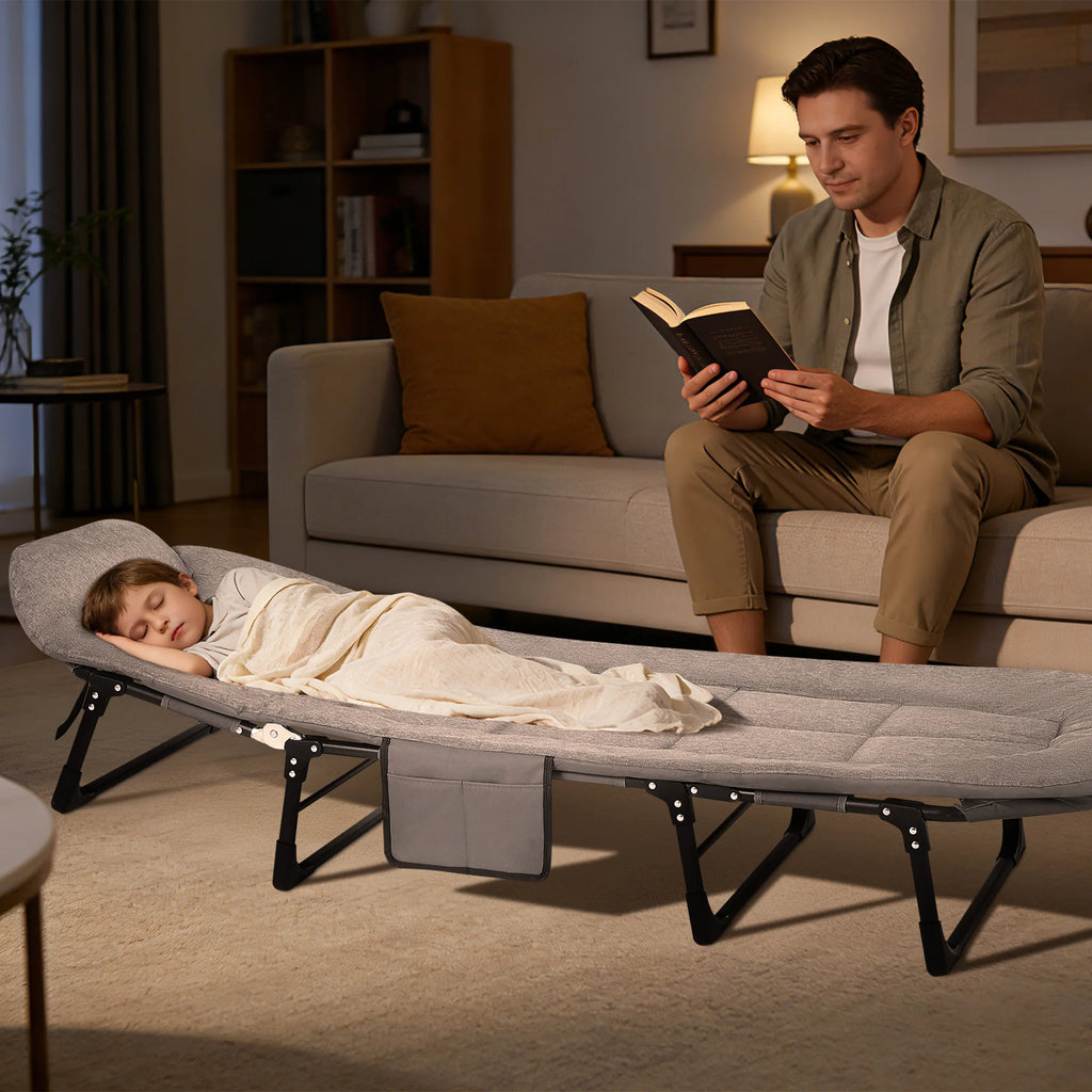 Portable Folding Bed with Cushion and Pillow