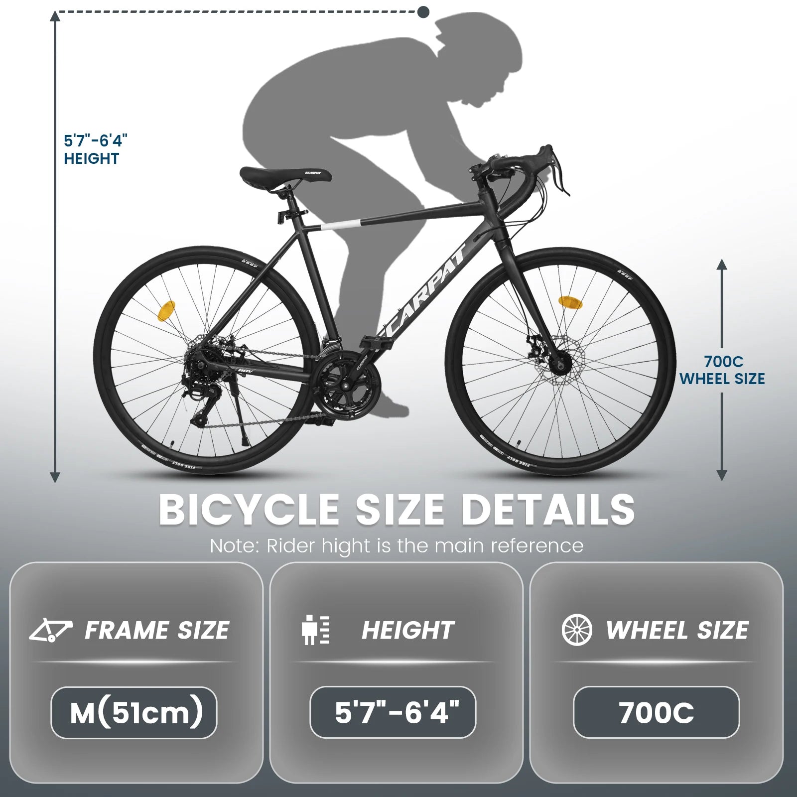 700C Road Bike, 16 Speed Road Bicycle