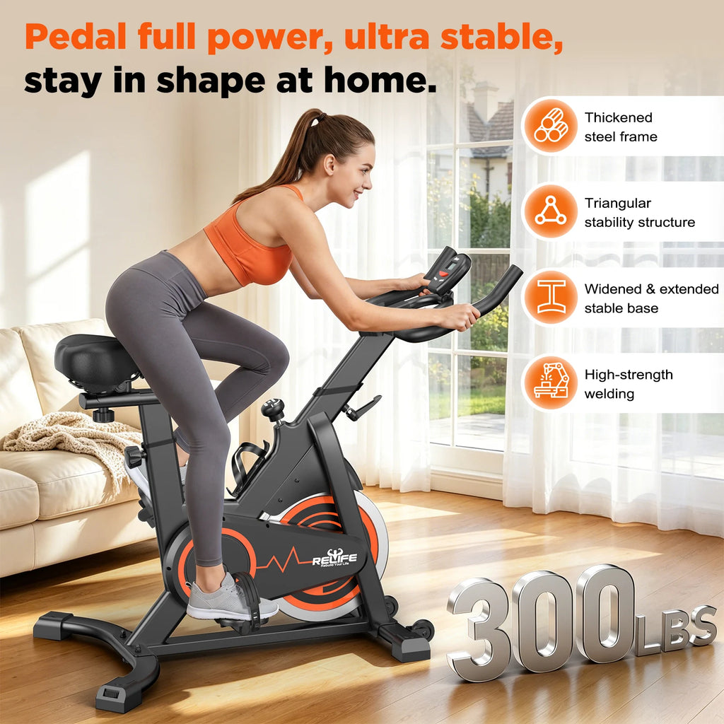 Stationary Exercise Bike Silent Belt Drive