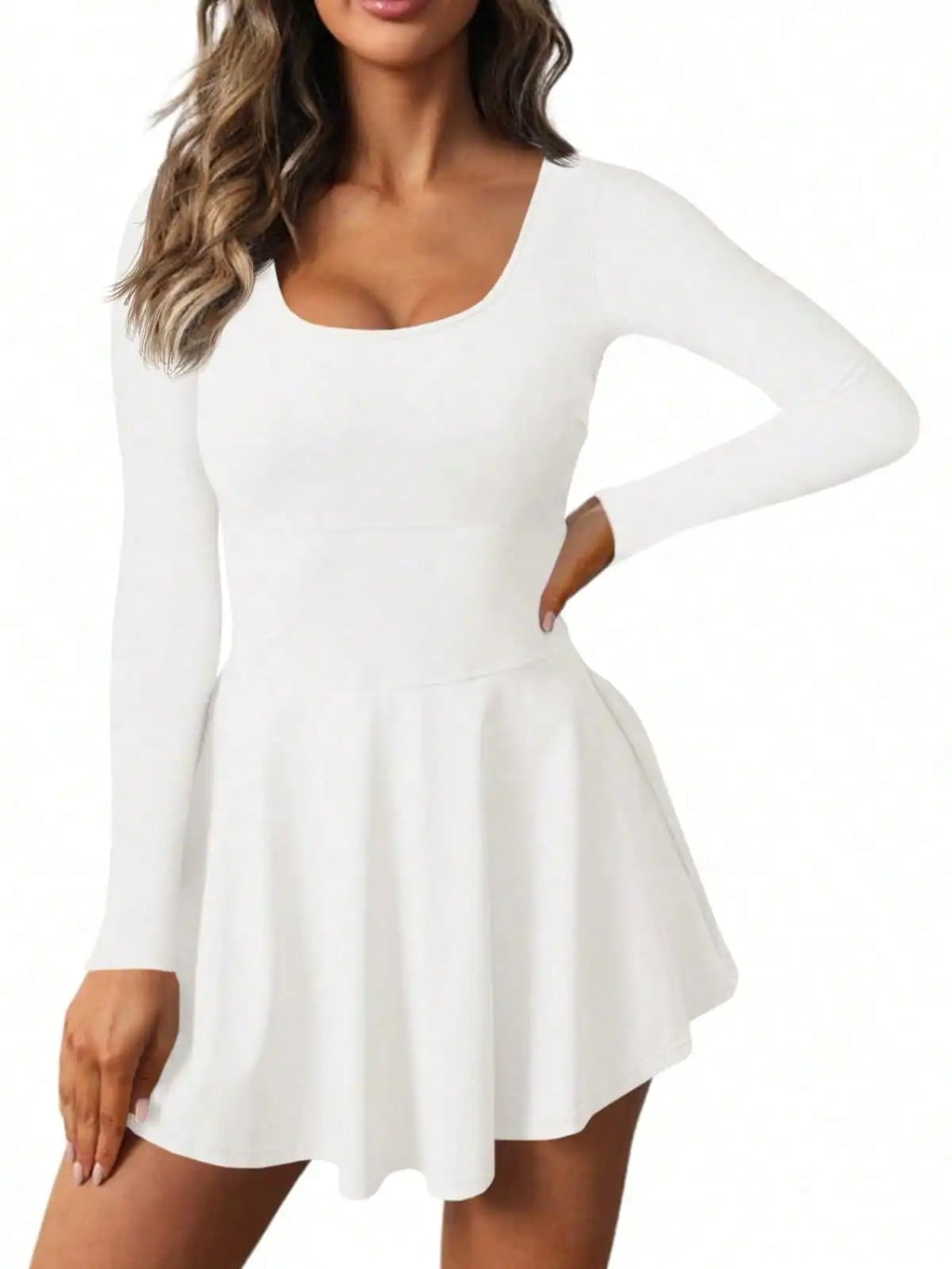 Women Slim High Stretch Tennis Dress LS